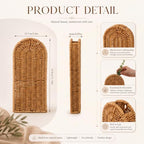 2 Pack Rattan Wall Vase 12 Inch Boho Woven Flat Hanging Vases with Pre Drilled Hook Modern Farmhouse Decorative Wall Art for Living Room, Entryway, Bathroom Decor - Image 2