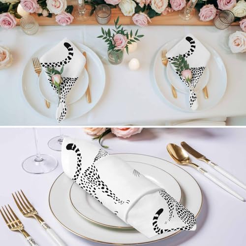 Black Leopard Prints Cloth Napkins Set of 6, Holiday Napkins for Baby Shower, Modern Simple Wildlife Spots Texture Washable Reusable Dinner Napkin for Cocktail Wedding Party, 20 x 20 Inch - Image 3