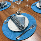 WAZAIGUR Round Placemats Set of 6 Thick Cotton Rope, 13inch, Sky Blue - Image 3