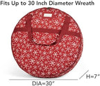 Covermates Wreath Storage Bag, 30" Diameter x 7" H, Red Snowflake - Image 3