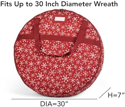 Covermates Wreath Storage Bag, 30" Diameter x 7" H, Red Snowflake - Image 3