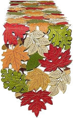 KEVA Fall Table Runner 90inches Long, Thanksgiving Harvest Cutwork Embroidered Table Runner 13in x 90in, Autumn Maple Leaves Table Decoration for Home Dining Kitchen Table by KEVA