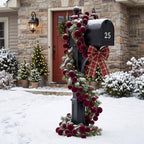 2 Pcs 9 ft Burgundy Velvet Christmas Ball Ornament Garland - Image 5