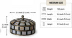 Decorative Jewelry Trinket Box Unique Gift for Home Decor Antique Metal Case with Mother of Pearl Sindoor Box/Coin Box (Double Black) - Image 4