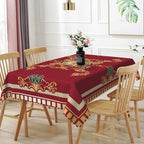 Retro Chinese Style Print Tablecloth 70x108 Inch Red and Gold Chinese Pattern Bordered Fabric Table Cloth Polyester Waterproof Reusable Rectangle Table Cover for Cottage Kitchen Dining Decor - Image 6