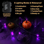 9 FT 72 LED Willow Vine Twig Decor Black Halloween Garland with Purple Lights, 8 Modes & Timer Waterproof Battery Operated for Home Fireplace Mantle Wall Office Indoor Halloween Decorations Party - Image 5