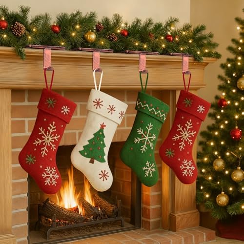 Copper Stocking Hangers for Mantel Set of 6, Heavy Weighted Christmas Stocking Holders with Protective Pads, Ideal for Fireplace Mantel, TV Stand, Stairs & Dresser Decor - Image 6