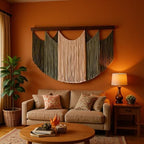 Jditngp Large Macrame Wall Hanging Tapestry,Boho Wall Art Decor Chic Bohemian Handmade Cotton Rope Woven Tapestry Home Decoration for Living Room Bedroom Apartment (47.2"WX33.5"L)Green Beige Tassels - Image 4