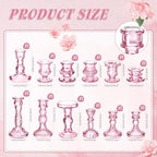 Mumufy 24 Pcs Pink Crystal Taper Candle Holders with Flameless Candles - Image 3