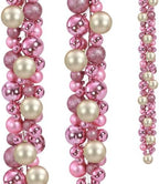 2 Pcs 6 ft Christmas Ball Ornament Garland, Pink, Champagne Gold by Yuxung