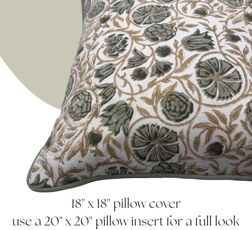 Floral Pillow Covers Earth Brown Set of 2 Pillow Covers 18x18 inches Farmhouse Style Pillow Covers for Couch Bed Bedroom Living Throw Pillow Covers Boho Decorative Pillow for Spring - Image 3