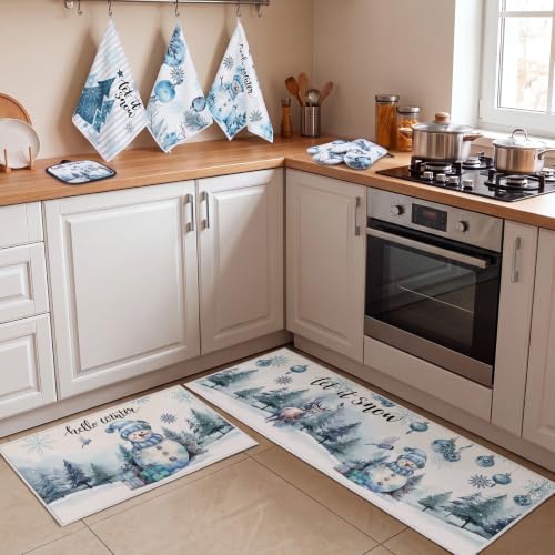 Bonuci 12 Pcs Christmas Kitchen Set Apron Table Runner Towel,Winter - Image 4
