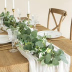 N&T NIETING 8 Pack Artificial Eucalyptus Leaf Garland, Faux Greenery Garland Decor 6 FT Summer Garlands, Fake Hanging Vines for Wedding Decoration Table Mantle - Image 2