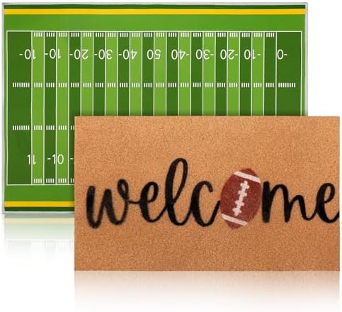 Dunzy 2 Pcs Football Doormat, Layered Welcome Mat for Front Porch - Image 7