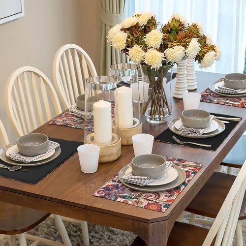 Boho Floral Placemats Set of 6 Pieces 12x18 Inches, Kitchen Table Mats Heat Resistant Tabletop Decorative Placemats for Family Party Dinner - Image 5
