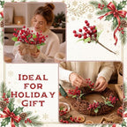 Cindeer 24 Pack 7.5" Christmas Mini Artificial Burgundy Berries Picks - Image 6
