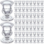 Clear Glass Candlestick Holders Taper Candle Holder Bulk 2.5 Inch Candle Stick Holder for Table Centerpiece Mantel Wedding Housewarming Gift Rustic Vintage Valentines Dinning Decoration by Foaincore