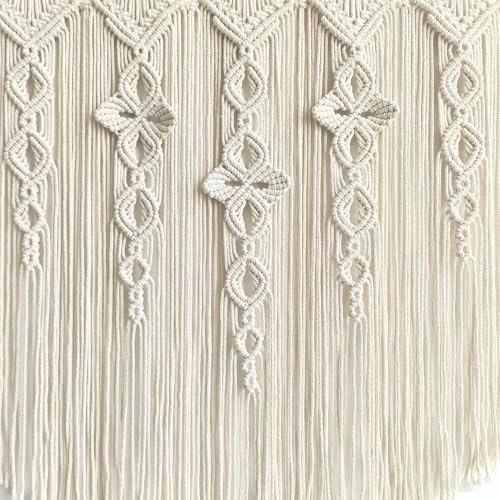 Achart Macrame Wall Hanging Large- Boho Wall Decor- large wall art- Wall Decor Living Room- Macrame Tapestry Boho Decor for Bedroom (Beige-Flower) - Image 3