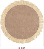 FunWheat 15 Inch Round Jute Placemats Set of 12, Braided Burlap Table Mats for Dining Table, Heat Resistant Farmhouse Woven Placemats for Fall Farmhouse Decor (Coarse-Edged Sunflower) - Image 2