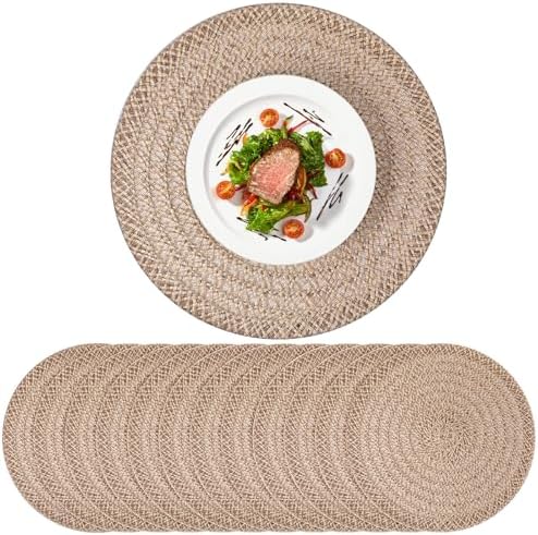 12 Pcs Jute Woven Placemats 15 Inches Boho Rustic Table Mats, Classic by Acellegic