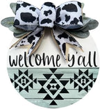 Wood front door sign Wood sign Home decor Welcome sign Sign for front door House warming gift Wedding gift (Welcome yall Western-UV004(A10) P002, 11" Width) by Unknown