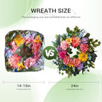 Spring Wreaths for Front Door, 24 Inch Spring Door Wreath with Yellow Dahlia,Pink Hydrangea Dahlia Peony Flower Wreath for All Season Outside Indoor Outdoor Home Porch Wall Decor - Image 4
