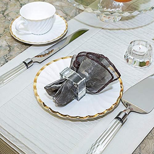 Crystal Napkin Holder Rings Square Design, Christmas Decorations for Dinner Clear 2" Set of 4 - Image 3
