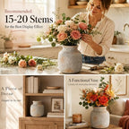 Rustic Ceramic Vase for Home Decor, 6.4 Inch Small Farmhouse Flower Vase - Image 3