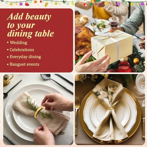 WILLBOND 100 Pcs Napkin Rings Bulk Round Metal Holders for Wedding,Gold - Image 6