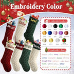 Personalized Christmas Stockings,Custom Embroidered Name & Monogram Knit Stockings for Kids,Family - Intertwined Cable Knit 18" Christmas Stocking for Fireplace Holiday Decor(5 Pack) - Image 3