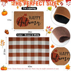 2-Piece Fall Front Door Mat Set, Coir Mat & Brown White Buffalo Plaid Mat - Image 2