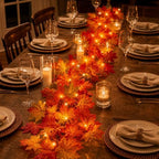 Fall Decor Fall Decorations for Home 9FT Plug In Fall Garland with Lights 50 Orange Bulbs Connectable Lighted Fall Garland Lights for Indoor Outdoor Halloween Thanksgiving Harvest Decorations(3 Packs) - Image 5