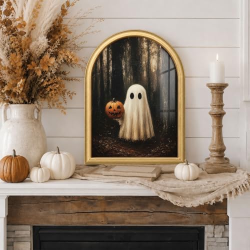 Wheatwin Vintage Gold Arched Framed Spooky Halloween Wall Art - Image 7