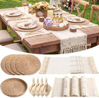 4 Sets Dining Table Decoration Boho Placemat, White, 12x72 by Gandeer