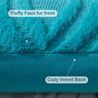 decorUhome Faux Fur Plush Soft Teal Throw Pillow Covers 26x26 Set of 2 - Image 6