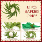 LemonRoad 36 Pcs Cloth Napkins and Napkin Ring Holders, Reusable Fabric for Table Decor Banquet Holiday Dinner Party Supply(Red,Green,White,Norfolk Pine) - Image 4
