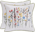 Embroidered Throw Pillow Covers 20x20 Pack of 2 Wildflower by Tosleo