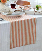 Solino Home 100% Linen Table Runner, 14 x 132 in, Pumpkin, Amalfi Stripe - Image 2