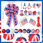 Halfchet 43 Pcs 4th of July Tree Decorations Patriotic Tree Ornaments Topper Trees Hanging Ornaments for Independence Day Home Table Party Decor (USA Hat Style) - Image 2