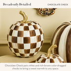 MACKENZIE-CHILDS Resin Pumpkin, Small, Dark-Brown-and-White Chocolate Check - Image 3