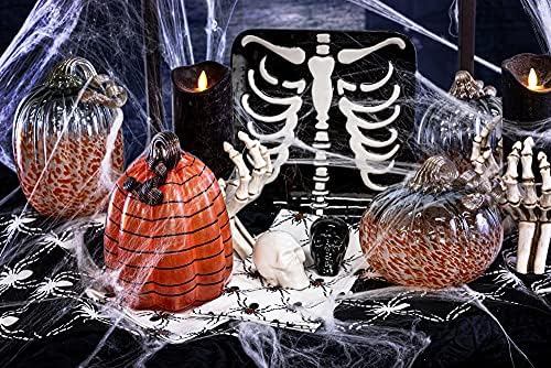 Boston International Decorative Tabletop Glass Pumpkin, Tall, Grey & Orange - Image 2