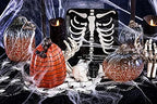 Boston International Decorative Tabletop Glass Pumpkin, Short, Grey & Orange - Image 3