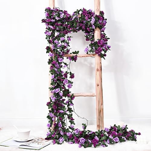 BLEUM CADE 12Pcs 16.4Ft Fake Flower Garland Artificial Rose Vines - Image 7
