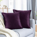 Nestl Throw Pillow Covers, Cozy Velvet Decorative Eggplant Purple Pillow Covers 20 x 20 Inches, Soft Solid Couch Pillow Covers for Sofa, Bed and Car, Set of 2 by Nestl