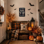 Vintage Metal Tin Sign Halloween Skeleton Couple Roses Gothic Romance Wall Art for Bedroom Bar 8×12 Inches with Metal Frame - Image 3