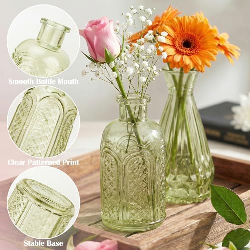 Glass Bud Vases in Bulk Small Mini Green Vase for Flowers 40pc - Image 5