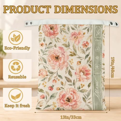 2 Pack Reusable Beeswax Blush Floral Bread Bags, Sourdough Bread Garden Leaf Storage for Homemade, Freezer Storage Bag to Keep Fresh, Baguette Bag with Beeswax Liner Kitchen Baking - Image 7