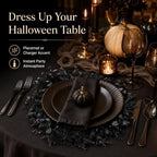 Halloween Placemats Set of 6 Artificial Black Round Wreath Charger - Image 4