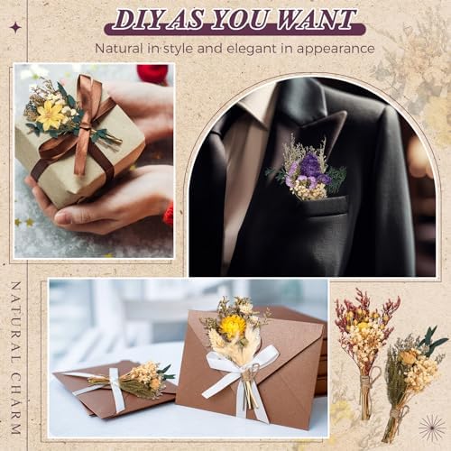 Layhit 24 Pcs Mini Dried Flower Bouquets Boho for Vase, Vivid - Image 4