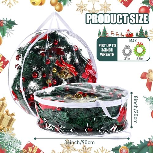Shappy 4pcs 36 Inch Clear Wreath Storage Bags PVC Waterproof White - Image 2